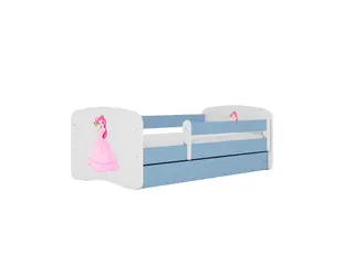 Produktfoto för KOCOT KIDS S&auml;ng babydreams bl&aring; prinsessa med l&aring;da med madrass 180/80