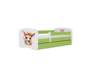 Produktfoto för KOCOT KIDS S&auml;ng babydreams gr&ouml;n bambi med l&aring;da med madrass 160/80
