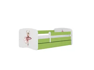 Produktfoto för KOCOT KIDS S&auml;ng babydreams gr&ouml;n dansare med l&aring;da och madrass 140/70
