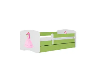 Produktfoto för KOCOT KIDS S&auml;ng babydreams gr&ouml;n prinsessa utan l&aring;da med madrass 140/70