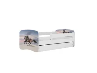 Produktfoto för KOCOT KIDS S&auml;ng babydreams vit galopph&auml;st med l&aring;da med madrass 160/80