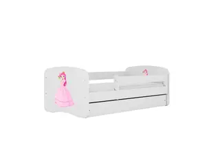Produktfoto för KOCOT KIDS S&auml;ng babydreams vit prinsessa med l&aring;da med madrass 140/70