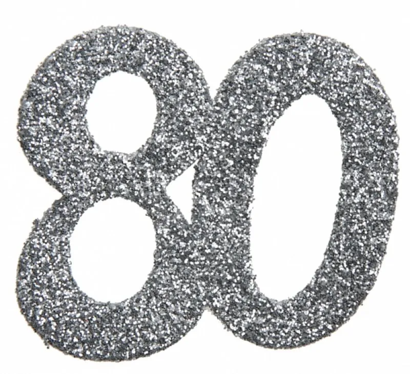 Alternativ bild 0 för Konfetti silver 80 år, 6-pack