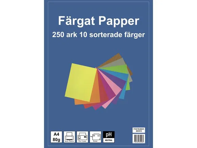 Alternativ bild 0 för Kopieringspapper utskrivbara, A4, 80 g/m², olika färger