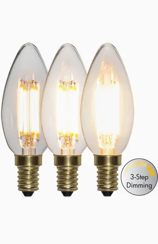 Produktfoto för Kronlampa 3-stegs dimbar E14 LED 4W 2100K 400 lumen