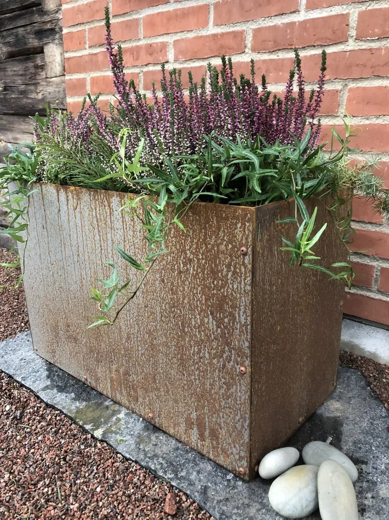 Bild 2 för Kruka corten med botten 30x60x40 cm