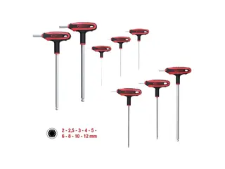 Produktfoto för KS Tools 151.8150, T-handtag för lossning av bromsar, 9 st, T-handtag med kort arm, Krom-vanadiumstål, 1,8 kg
