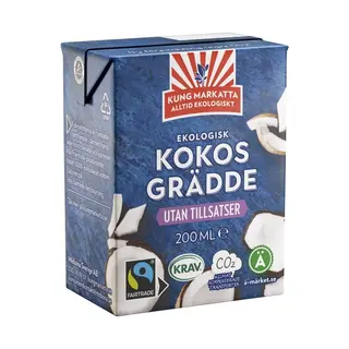 Produktfoto för Kung Markatta Kokosgrädde KRAV Fairtrade 200 ml
