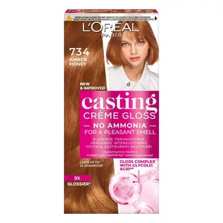 Produktfoto för L'Oréal Paris Casting Crème Gloss Semi-Permanent Coloration For All Hair Types 734 Amber Honey - 1 pcs