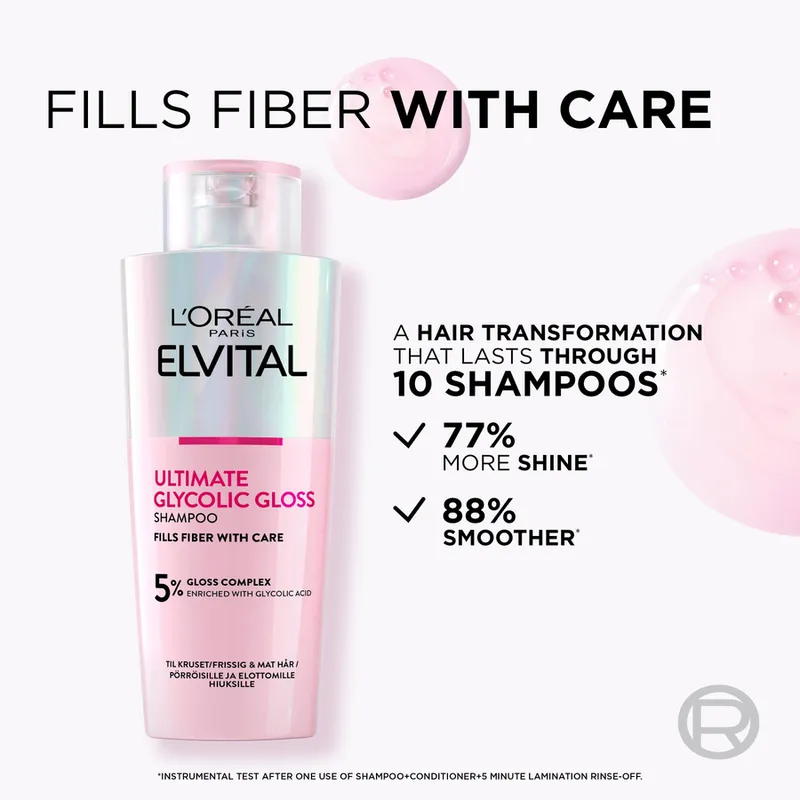 Bild 3 för L'Oréal Paris Elvital Glycolic Gloss Schampo 200 ml