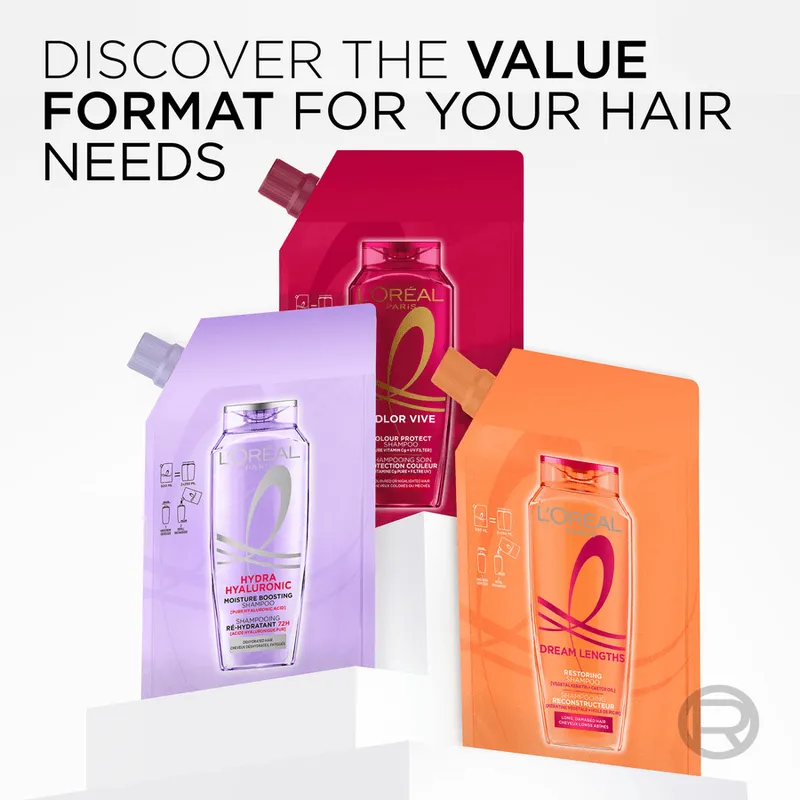 Bild 2 för L'Oréal Paris Elvital Hyaluron Plump Shampoo Refill For Dehydrated Hair 500 ml