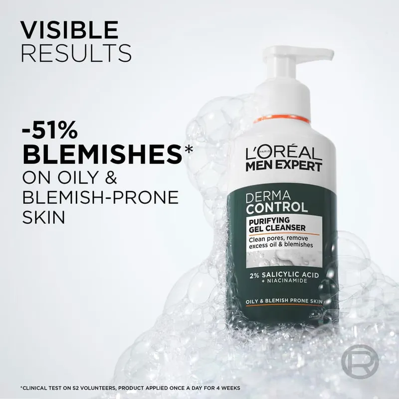 Bild 4 för L'Oréal Paris Men Expert Derma Control Purifying Gel Cleanser 260 ml