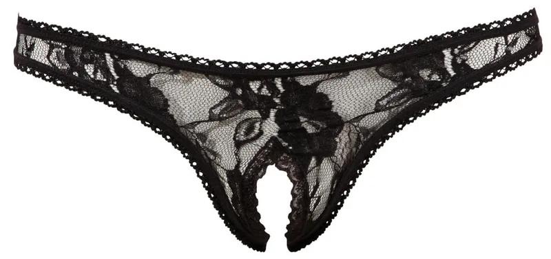Alternativ bild 0 för Lace Open Crotch String Black
