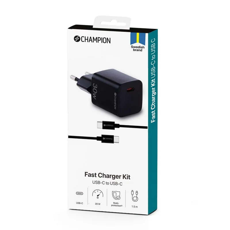 Bild 2 för Laddare 30W + USB-C Kabel Svart