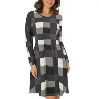 Produktfoto för Lady Avenue Bamboo Nightdress Long Sleeve Grårutig Small Dam