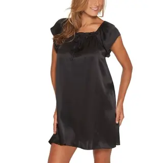 Produktfoto för Lady Avenue Pure Silk Baby Doll Dress Svart silke X-Large Dam