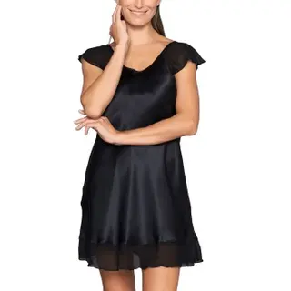 Produktfoto för Lady Avenue Pure Silk Baby Doll Nightdress Svart silke X-Large Dam