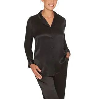 Produktfoto för Lady Avenue Pure Silk Basic Pyjamas Svart silke X-Small Dam