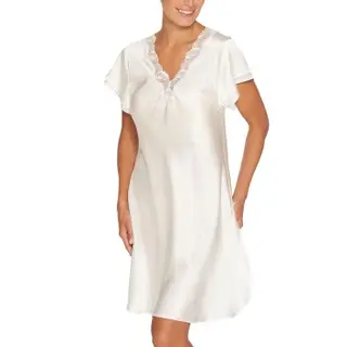 Produktfoto för Lady Avenue Pure Silk Nightgown With Lace Benvit silke XX-Large Dam