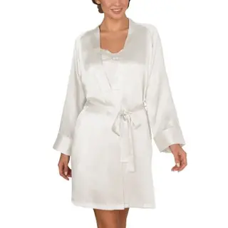 Produktfoto för Lady Avenue Pure Silk Short Kimono Benvit silke Medium Dam