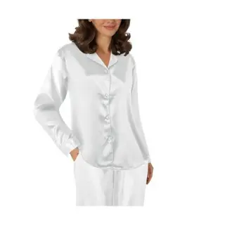 Produktfoto för Lady Avenue Satin Pyjama With Short Sleeves Benvit silke Small Dam