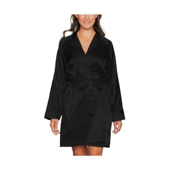 Alternativ bild 0 för Lady Avenue Satin Short Kimono Svart Small Dam