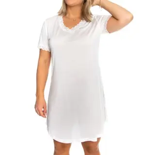 Produktfoto för Lady Avenue Silk Jersey Nightgown Benvit silke XX-Large Dam