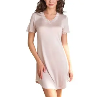 Produktfoto för Lady Avenue Silk Jersey Nightgown Champagne silke Small Dam