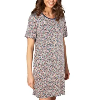 Produktfoto för Lady Avenue Soft Bamboo Bigshirt With Short Sleeve Blå/Röd Bambu Medium Dam