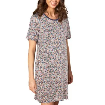 Alternativ bild 0 för Lady Avenue Soft Bamboo Bigshirt With Short Sleeve Blå/Röd Bambu Medium Dam