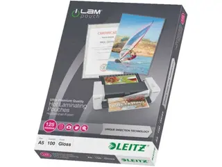 Produktfoto för Lamineringsfickor Leitz A5 125 micron kristallklart UDT - (100 st.)