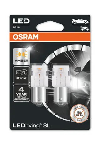 Produktfoto för Lampa, LEDriving P21W LED Orange, 2-pack Osram