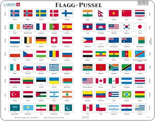 Alternativ bild 0 för Larsen Sverige Karta och djur Pussel 71 bitar