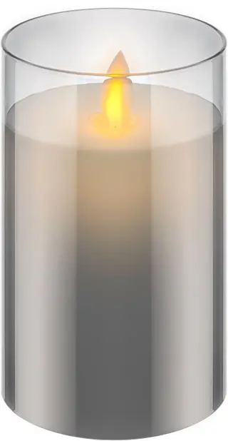 Produktfoto för LED Äkta Vaxljus i Glas, 7,5 x 12,5cm - Vit, grå