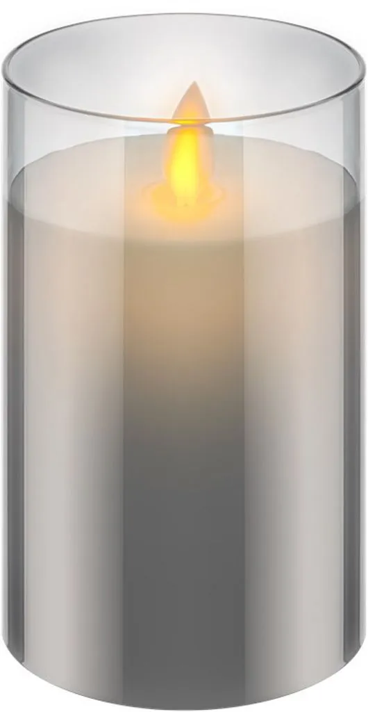 Alternativ bild 0 för LED Äkta Vaxljus i Glas, 7,5 x 12,5cm - Vit, grå