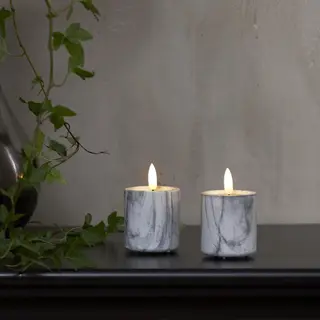 Produktfoto för LED Blockljus 2-pack Flamme (Marmor)