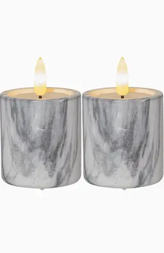 Produktfoto för LED Blockljus 2-pack Flamme (Marmor)