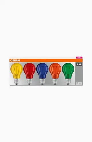 Produktfoto för LED-lampa E27 2W Färgade 5-pack