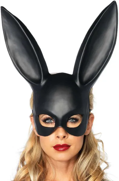 Bild 2 för Leg Avenue Black Bondage Bunny Mask Kaninöron