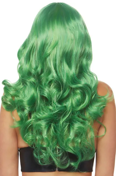 Bild 2 för Leg Avenue Misfit Long Wavy Wig Green Peruk