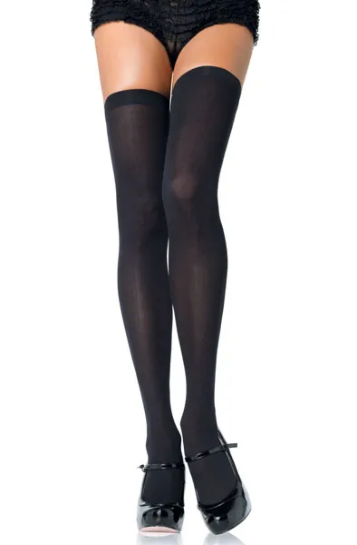 Bild 1 för Leg Avenue Nylon Thigh Highs Black O/S Strumpbyxor