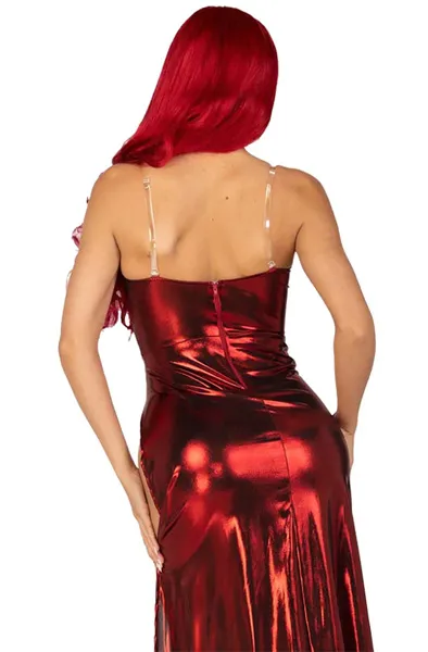 Bild 2 för Leg Avenue Shimmer Bodysuit Red M Rollspel & Maskerad