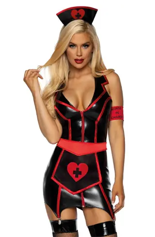 Produktfoto för Leg Avenue Vinyl Naughty Nurse XS Rollspel & Maskerad