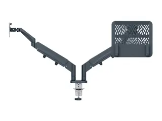 Produktfoto för Leitz Ergo - Monteringssats (spring-assisted dual arm) - för 2 LCD-bildskärmar eller LCD-bildskärm och bärbar dator - space saving - mörkgrå - skärmstorlek: 17-32