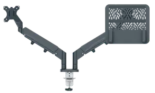 Produktfoto för Leitz Ergo - Monteringssats (spring-assisted dual arm) - för 2 LCD-bildskärmar eller LCD-bildskärm och bärbar dator - space saving - mörkgrå - skärmstorlek: 17-32
