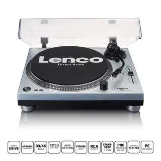 Produktfoto för Lenco L-3809ME Direktdriven skivspelare med USB / PC-kodning Metallisk blå