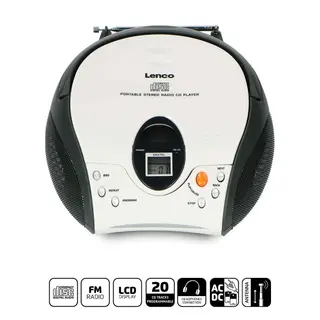 Produktfoto för Lenco SCD-24, Digital, FM, 87,5 - 108 MHz, Svart, Vit