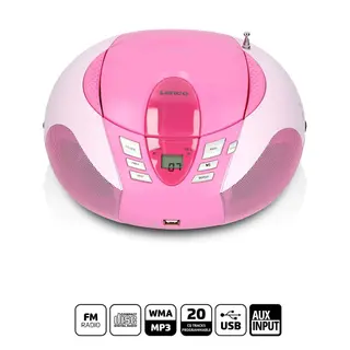 Produktfoto för Lenco SCD-37 USB - Portable FM Radio CD and USB player - Pink