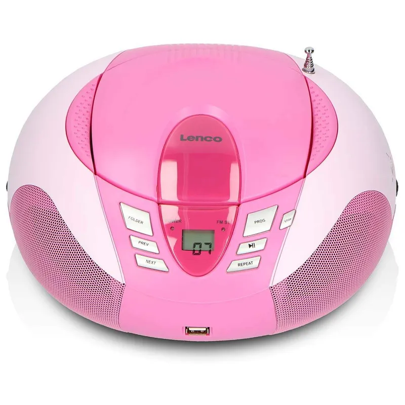 Bild 2 för Lenco SCD-37 USB - Portable FM Radio CD and USB player - Pink