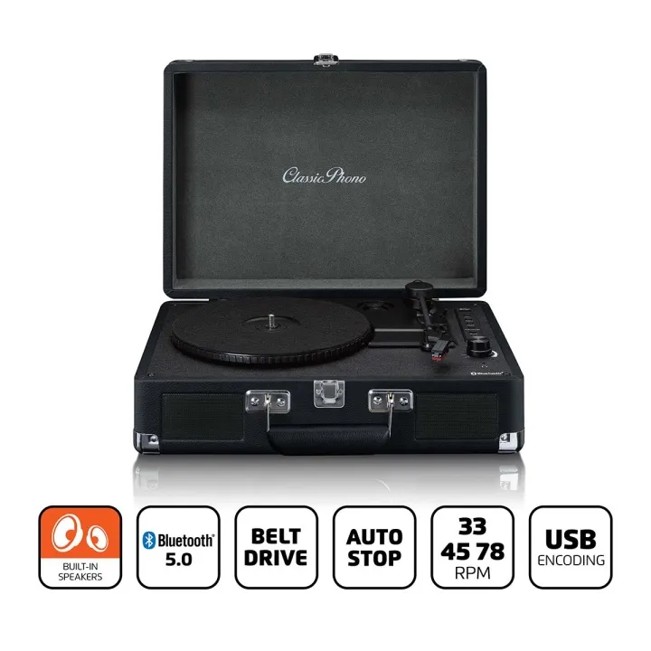 Alternativ bild 0 för Lenco TT-115, Remdriven skivtallrik, Manuell, Svart, Läder, Metall, Plast, Trä, 33,45,78 RPM, Rotations-